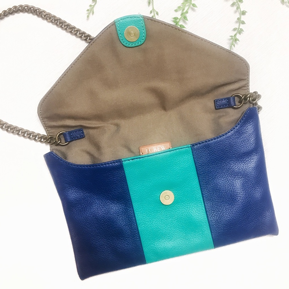 J.Crew Envelope clutch with gold chain